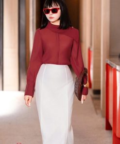 Alternative view of Áo sơ mi dài tay nữ 𝐍𝐀𝐓𝐓𝐈 𝐃𝐄𝐒𝐈𝐆𝐍𝐒 thiết kế sang chảnh chất liệu tơ Tơ Hàn Châu nhẹ cao cấp NA38