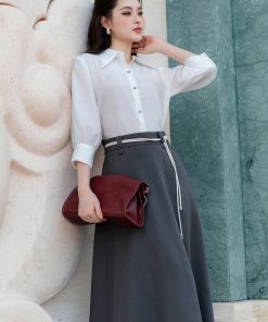 Alternative view of Áo sơ mi dài tay nữ 𝐍𝐀𝐓𝐓𝐈 𝐃𝐄𝐒𝐈𝐆𝐍𝐒 thiết kế sang chảnh chất liệu tằm thô tự nhiên mềm nhẹ cao cấp NA32