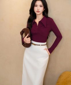 Alternative view of Áo thun dài tay nữ 𝐍𝐀𝐓𝐓𝐈 𝐃𝐄𝐒𝐈𝐆𝐍𝐒 thiết kế tối giản sang trọng chất thun tằm Hàn cao cấp NA45