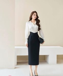 Alternative view of Chân váy bút chì dáng dài 𝐍𝐀𝐓𝐓𝐈 𝐃𝐄𝐒𝐈𝐆𝐍𝐒 thiết kế cạp cao ít nhăn chất liệu chéo mĩ cao cấp NCV12