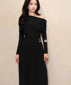 Alternative view of Váy dài nữ 𝐍𝐀𝐓𝐓𝐈 𝐃𝐄𝐒𝐈𝐆𝐍𝐒 thiết kế sang chảnh đầm xòe bo eo chất liệu thun dệt kim cao cấp NV11