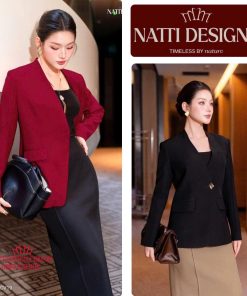Áo blazer nữ dài tay 𝐍𝐀𝐓𝐓𝐈 𝐃𝐄𝐒𝐈𝐆𝐍𝐒 thiết kế quite luxury sang chảnh NVE05 chất chéo hàn cao cấp
