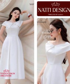 Váy dài nữ liền thân 𝐍𝐀𝐓𝐓𝐈 𝐃𝐄𝐒𝐈𝐆𝐍𝐒 thiết kế choàng vai liền váy chất liệu vải tuytsi Ý cao cấp NV08
