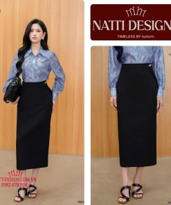 Chân váy bút chì dáng dài 𝐍𝐀𝐓𝐓𝐈 𝐃𝐄𝐒𝐈𝐆𝐍𝐒 thiết kế cạp cao ít nhăn chất liệu chéo mĩ cao cấp NCV25