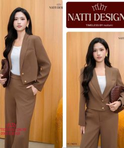 Áo vest nữ lửng 𝐍𝐀𝐓𝐓𝐈 𝐃𝐄𝐒𝐈𝐆𝐍𝐒 thiết kế 2 cúc sang chảnh NVE18 chất chéo Ý cao cấp co dãn nhẹ