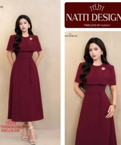 Váy dài nữ dự tiệc sang chảnh l 𝐍𝐀𝐓𝐓𝐈 𝐃𝐄𝐒𝐈𝐆𝐍𝐒 thiết kế choàng vai liền váy chất liệu Chéo Nhật cao cấp NV14