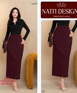 Chân váy bút chì dáng dài 𝐍𝐀𝐓𝐓𝐈 𝐃𝐄𝐒𝐈𝐆𝐍𝐒 thiết kế cạp cao chất liệu tuyết hàn cao cấp NCV22