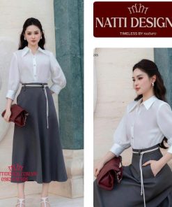 Áo sơ mi dài tay nữ 𝐍𝐀𝐓𝐓𝐈 𝐃𝐄𝐒𝐈𝐆𝐍𝐒 thiết kế sang chảnh chất liệu tằm thô tự nhiên mềm nhẹ cao cấp NA32