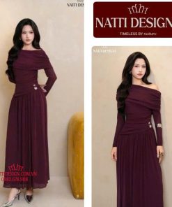 Váy dài nữ 𝐍𝐀𝐓𝐓𝐈 𝐃𝐄𝐒𝐈𝐆𝐍𝐒 thiết kế sang chảnh đầm xòe bo eo chất liệu thun dệt kim cao cấp NV11