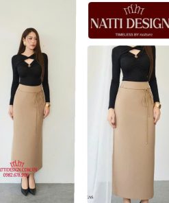 Chân váy bút chì dáng dài 𝐍𝐀𝐓𝐓𝐈 𝐃𝐄𝐒𝐈𝐆𝐍𝐒 thiết kế cạp cao ít nhăn chất liệu chéo mĩ cao cấp NCV02