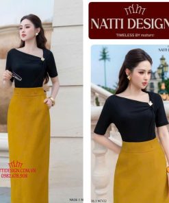 Áo thun ngắn tay nữ 𝐍𝐀𝐓𝐓𝐈 𝐃𝐄𝐒𝐈𝐆𝐍𝐒 thiết kế tối giản sang trọng chất thun tăm Hàn cao cấp NA36