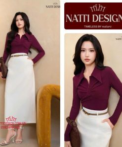 Áo thun dài tay nữ 𝐍𝐀𝐓𝐓𝐈 𝐃𝐄𝐒𝐈𝐆𝐍𝐒 thiết kế tối giản sang trọng chất thun tằm Hàn cao cấp NA45