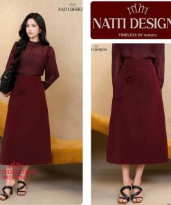 Chân váy A dáng dài 𝐍𝐀𝐓𝐓𝐈 𝐃𝐄𝐒𝐈𝐆𝐍𝐒 thiết kế cạp cao sang chảnh chất liệu tuyết Hàn cao cấp NCV30