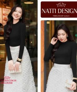 Áo thun dài tay nữ 𝐍𝐀𝐓𝐓𝐈 𝐃𝐄𝐒𝐈𝐆𝐍𝐒 thiết kế tối giản, sang trọng chất thun Hàn cao cấp NA07